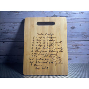 Create your own ~ One-Of-A-Kind Cutting Board With Handwritten Recipe.