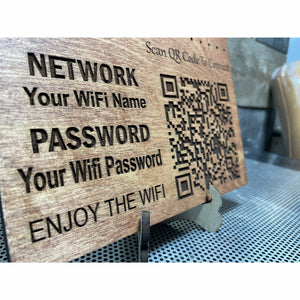 WiFi Password QR Code Wooden Sign