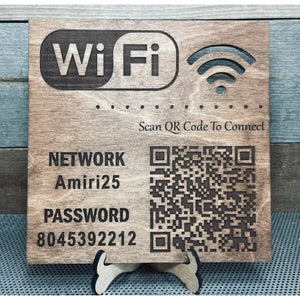 WiFi Password QR Code Wooden Sign